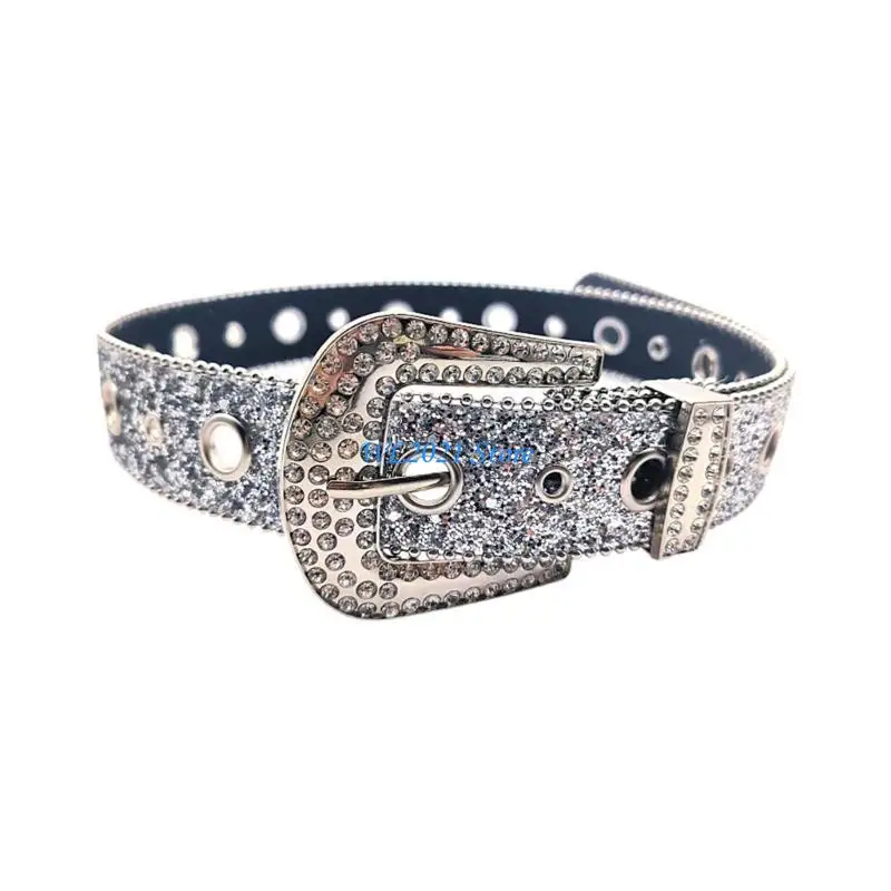 

G5GC Shinning Buckle Belt Woman Man Teens Locomotive Belt for Jeans Skirt