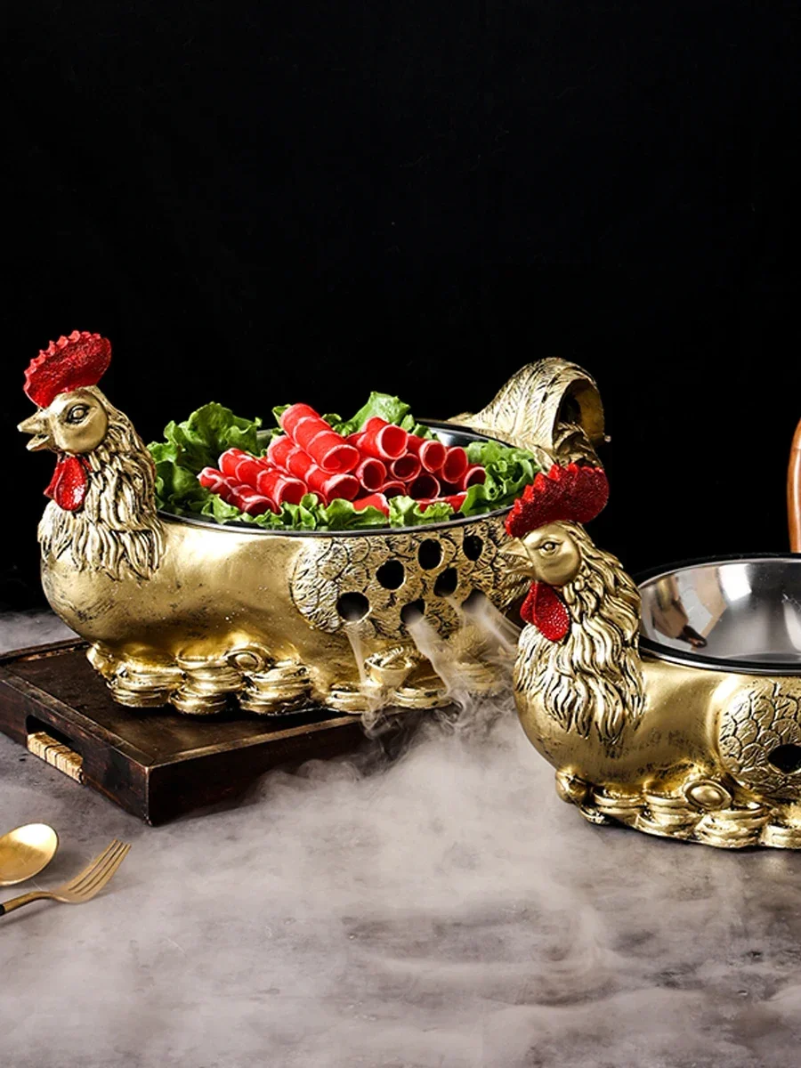 

Специальное блюдо Ресторан Жареная курица Фермерский дом Сухой лед Спиртовое отопление Петух Художественная концепция посуды и посуды