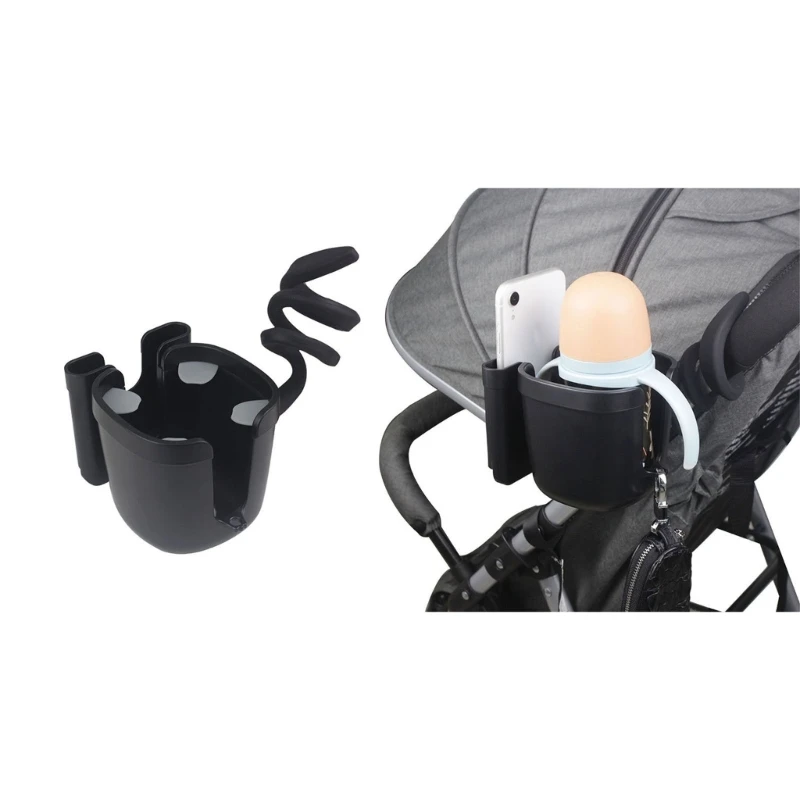 

2in1 BuggyPushchair Cup Holder Bottle Organiser for Stroller Wheelchair Walker Drink Beverage Holder with Phone Holder