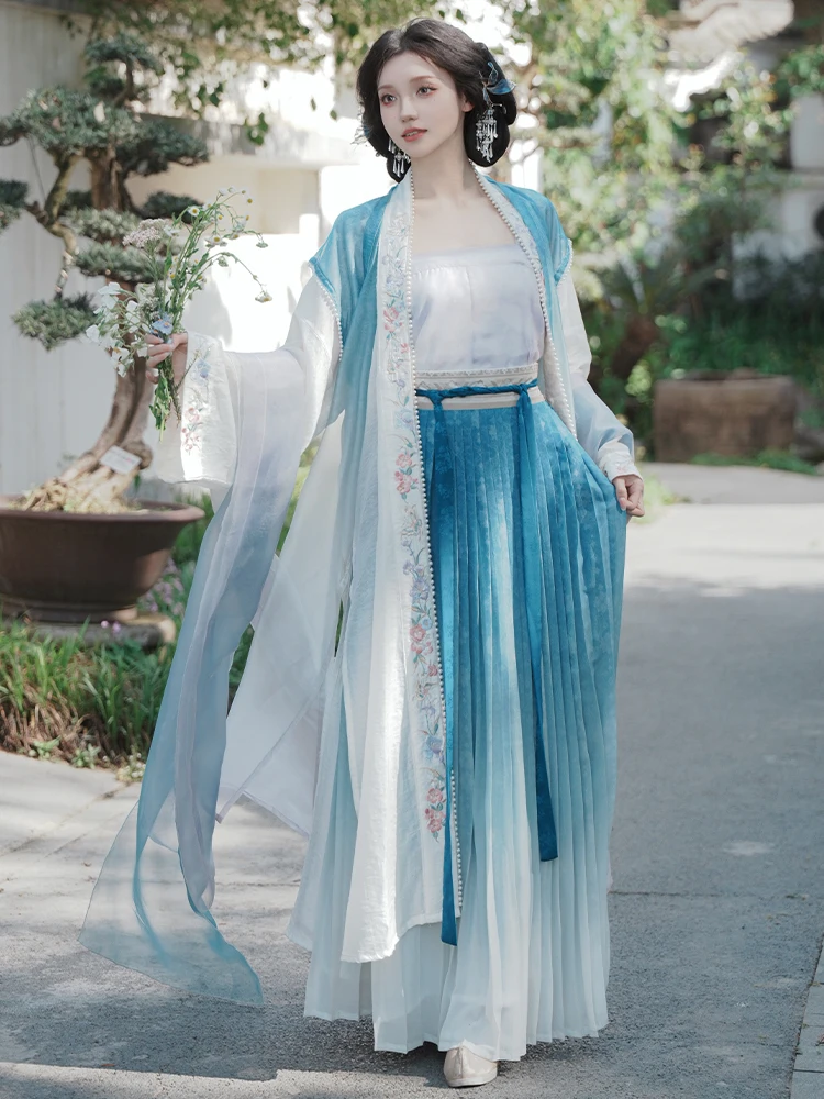 

Оригинальная женская юбка Xianchuxi в стиле ханьфу, плиссированная, в стиле династии Сун, новая китайская длинная юбка-баоцзы, повседневная, весна-лето