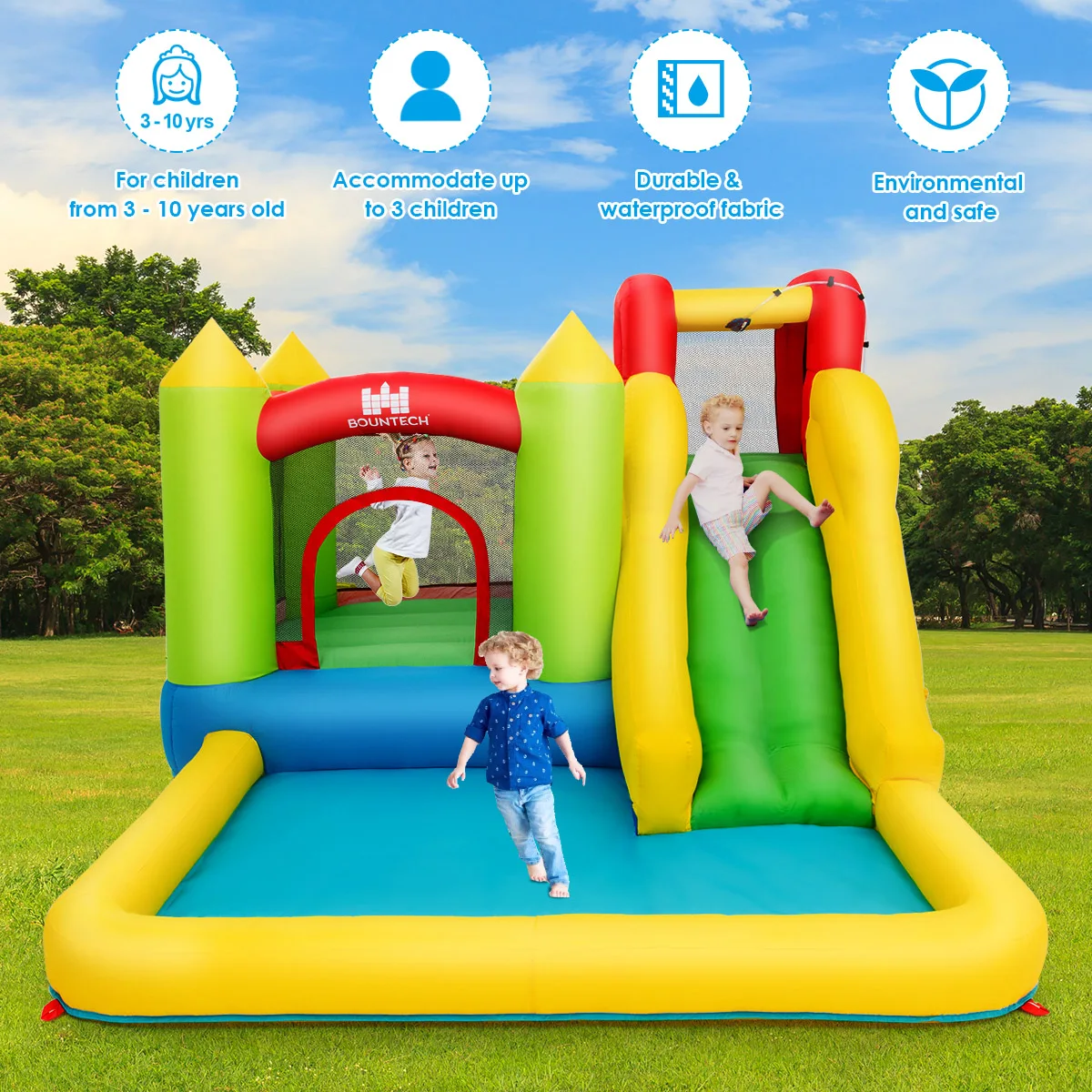 Aufblasbares Bounce House Wasser rutsche Türsteher Pool mit Kletterwand & 550W Gebläse