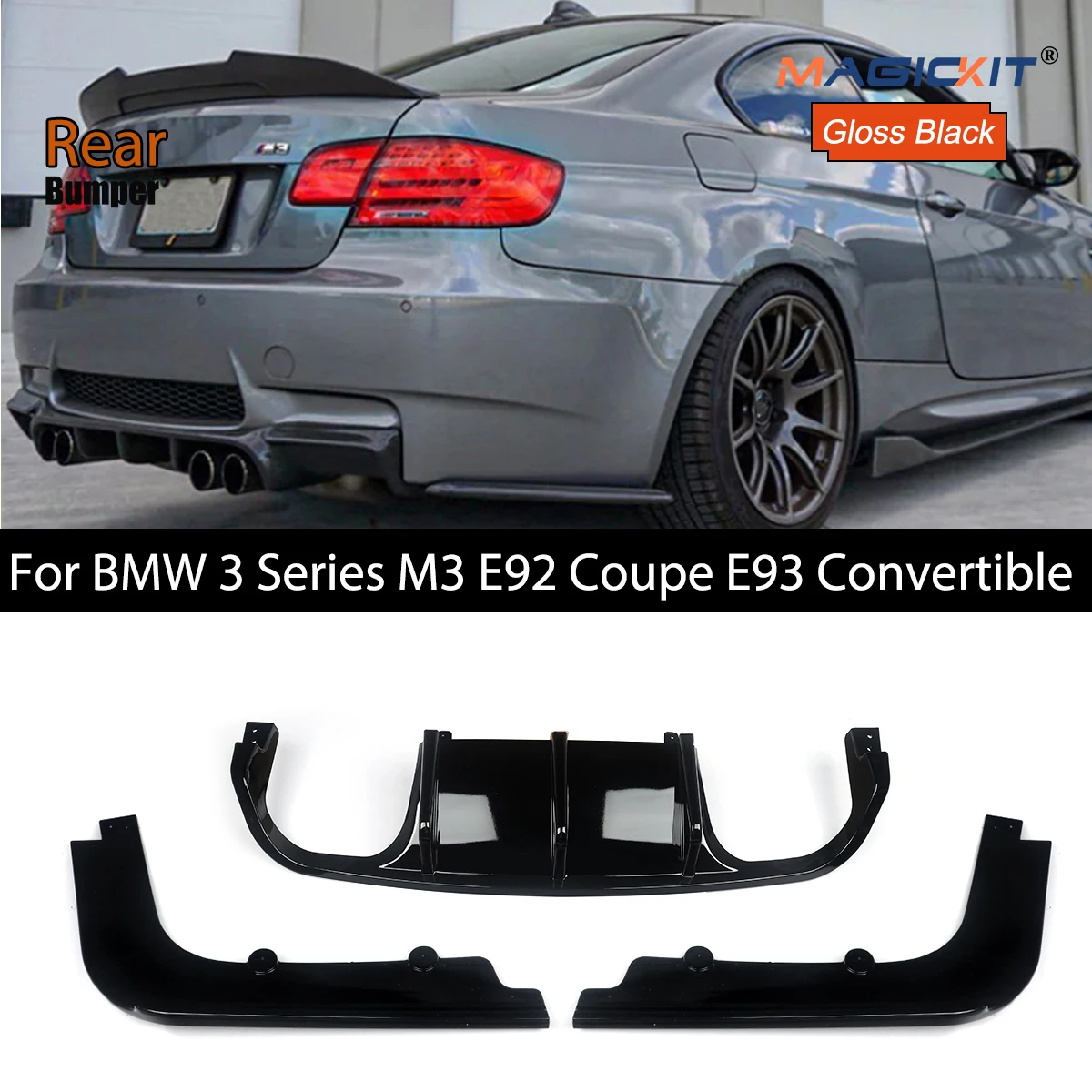 

Автомобильный задний бампер, диффузор, спойлер для BMW 3 серии E92 Coupe E93 Convertible M3 2008 -2013, задний диффузор из углеродного волокна