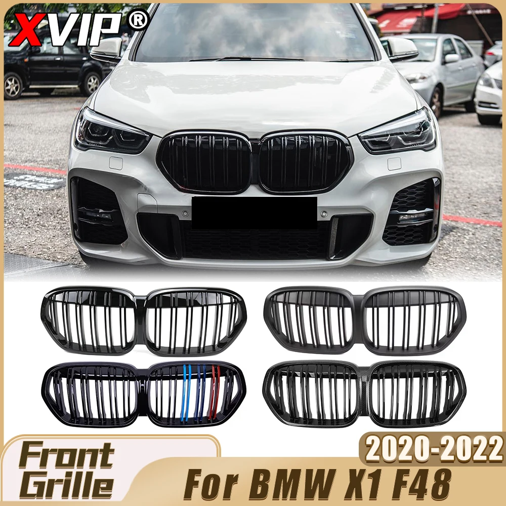 

XVIP Front Matte Black Double Line Style Bumper Grille Glossy M-Color Racing Grill Upper Grill For BMW X1 F48 2020-2022 Facelift