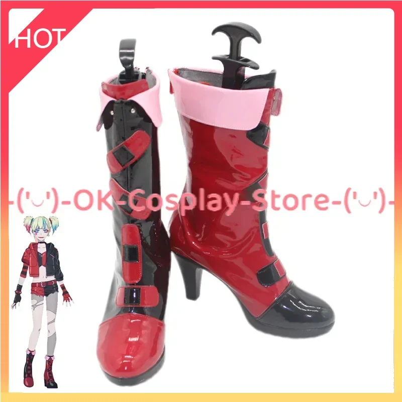 The Clown's Girl Harley Cosplay Shoes Halloween Carnival Boots PU Shoes Quinn Cosplay Props Custom Made