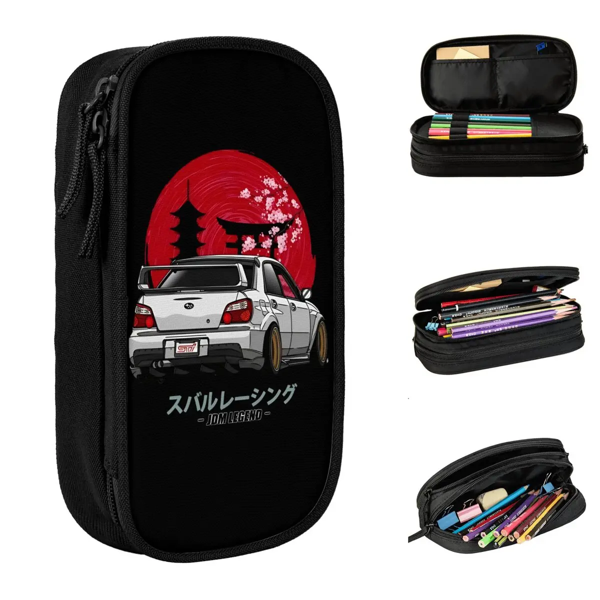 Fun JDM WRX Pencil Cases, Drift Car Pencilcases, Caneta para Menina e Menino, Sacos de Grande Capacidade, Acessórios Cosméticos de Escritório