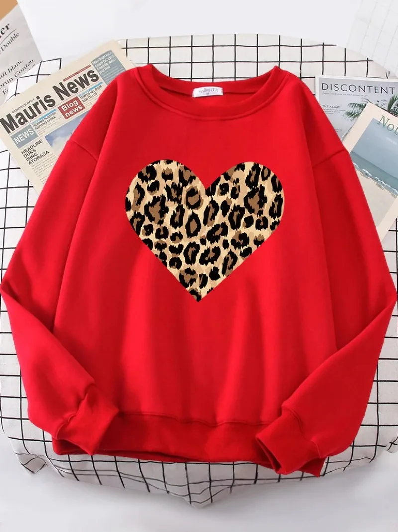 

Women's Hoodies Fashion Casual Hoodie hip hop S-XXL Hoody Oversize High Quality Sportswears Female Creative Leopard Love Pattern
