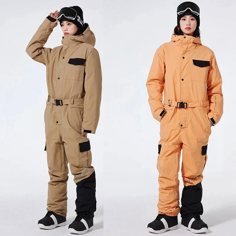 Winter Women Jumpsuit Ski Suit Warm Skiing Suit Set Outdoor Snowboard Jacket Ski Overalls Suit Waterproof Hooded Ski Set S-XXL