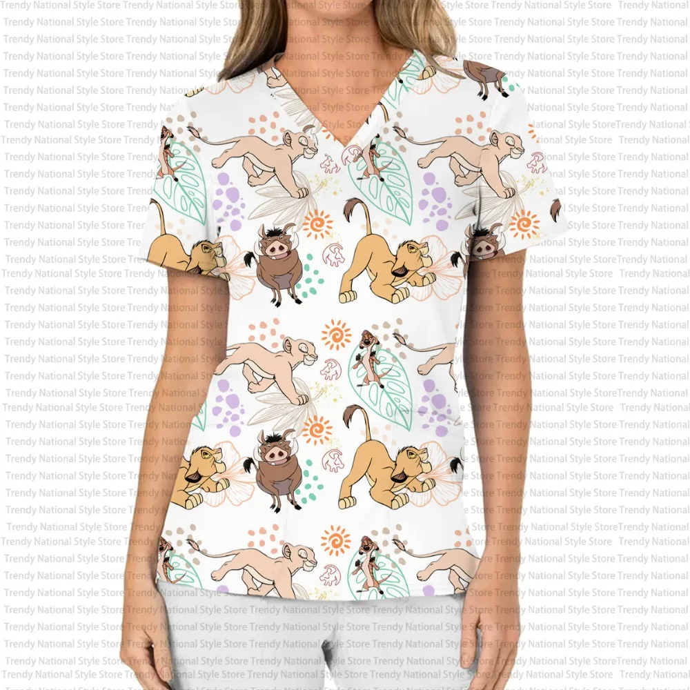 

Дисней Симба Король Лев с принтом Стоматологическая футболка Хирургический халат Униформа Медсестра Салон красоты Медицинский уход Хирургический халат