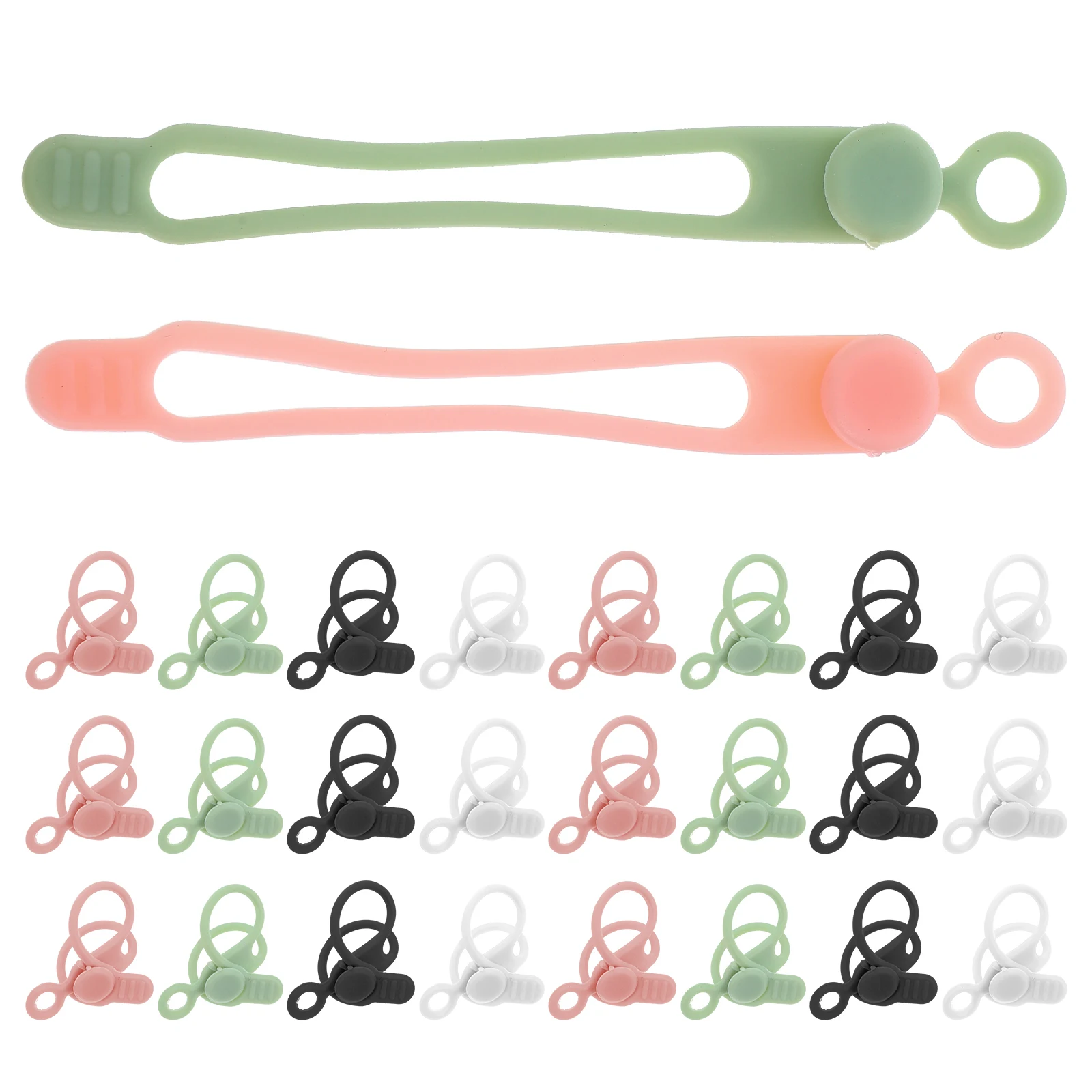 

24pcs Silicone Cord Organizers Straps Reusable Cable Ties Wire Holders Portable Cable Management For Chargers Headphones Home