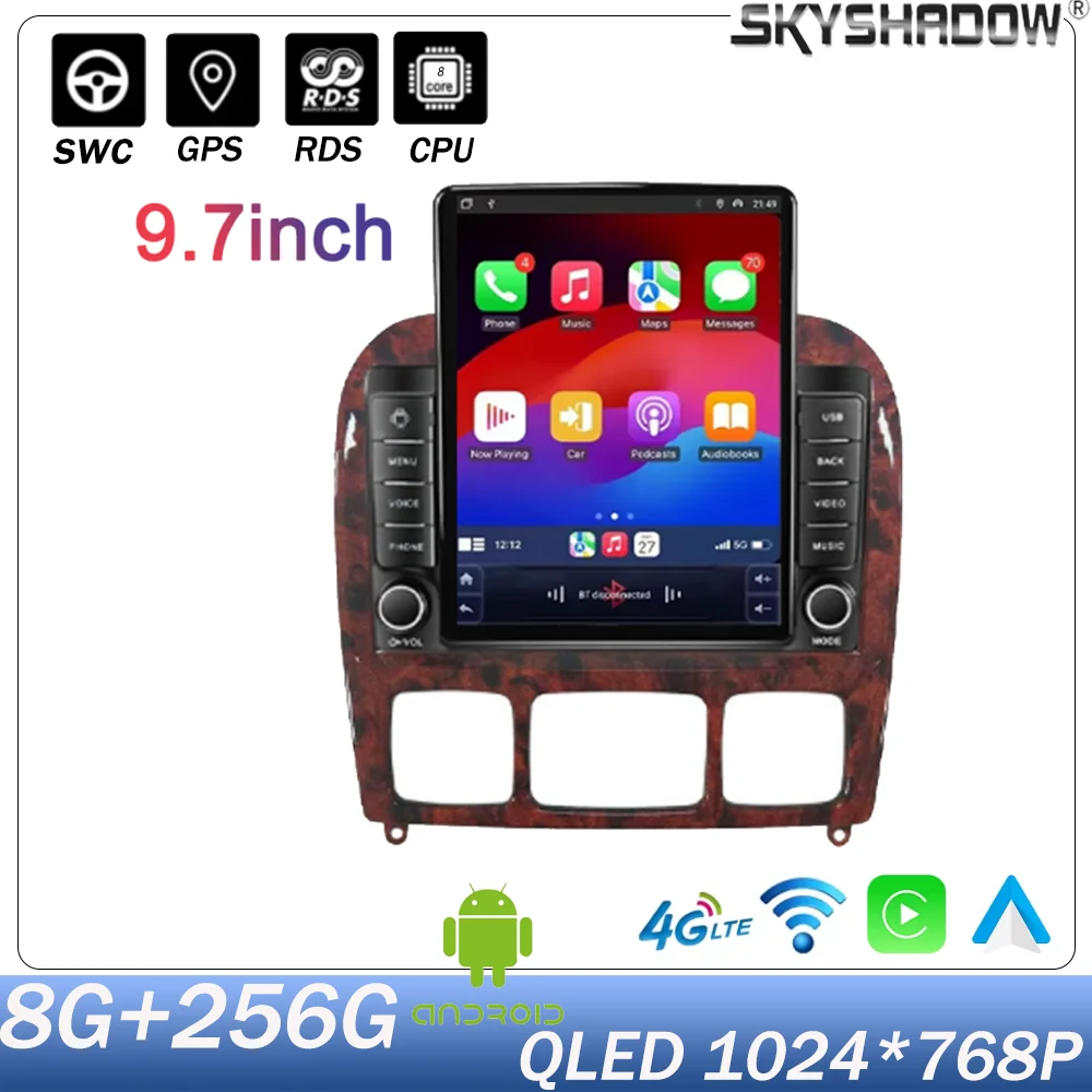 Radio Navigation 9.7‘’ Android For Benz S Class 1998-2005 Multimedia Video Player Auto GPS Stereo Carplay Multimedia WiFi BT