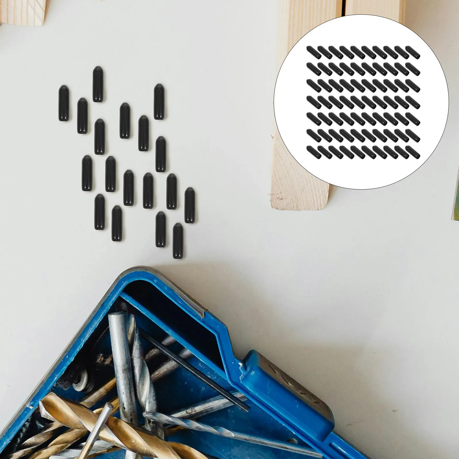 

250Pcs Black PVC Pegboard Hook End Caps 4Mm Inner Diameter Safety Covers Flexible Vinyl Protective Screw Thread Guards for Home