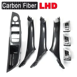 Carbon Fiber RHD LHD Car Interior Door Handle Fit For BMW 5 series F10 F11 520d 525d 530d 535i Inner Panel Pull Trim Cover