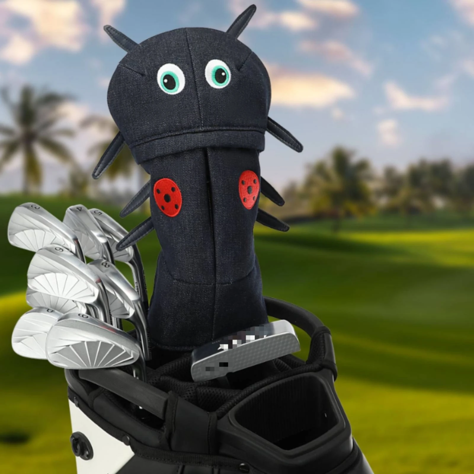 Cartoon Driver Headcover Eye-Catching Ladybug Headcover Golf Club Head Cover Denim Driver Head Cover Embroidered for Golfers - view 4