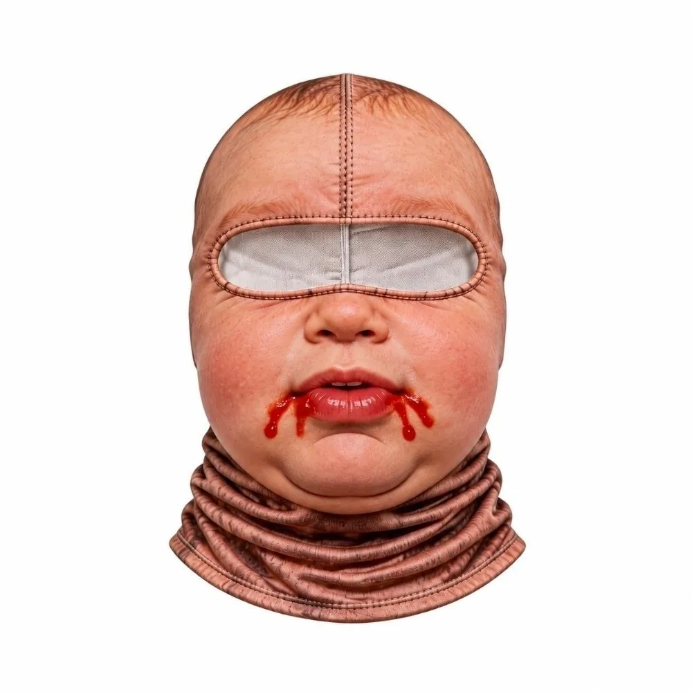 Prank 3D Printed Funny Realistic Face Ski Mask Windproof Full Face Coverage Ski Mask Warm Printed Design Full Face Gaiter Skiing