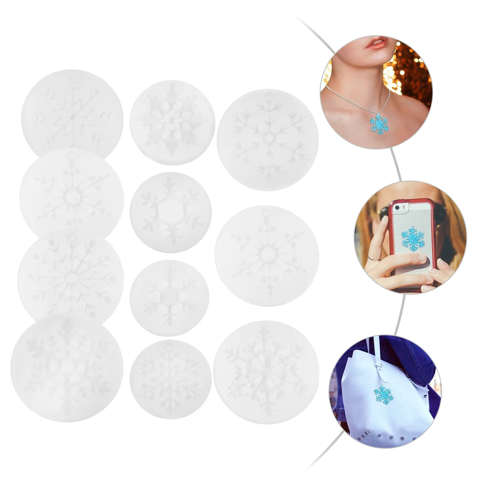 

11 Pcs Christmas Snowflake Stencils Jewelry Making Mold DIY Locket Halloween Ornaments Silicone Epoxy Resin Molds