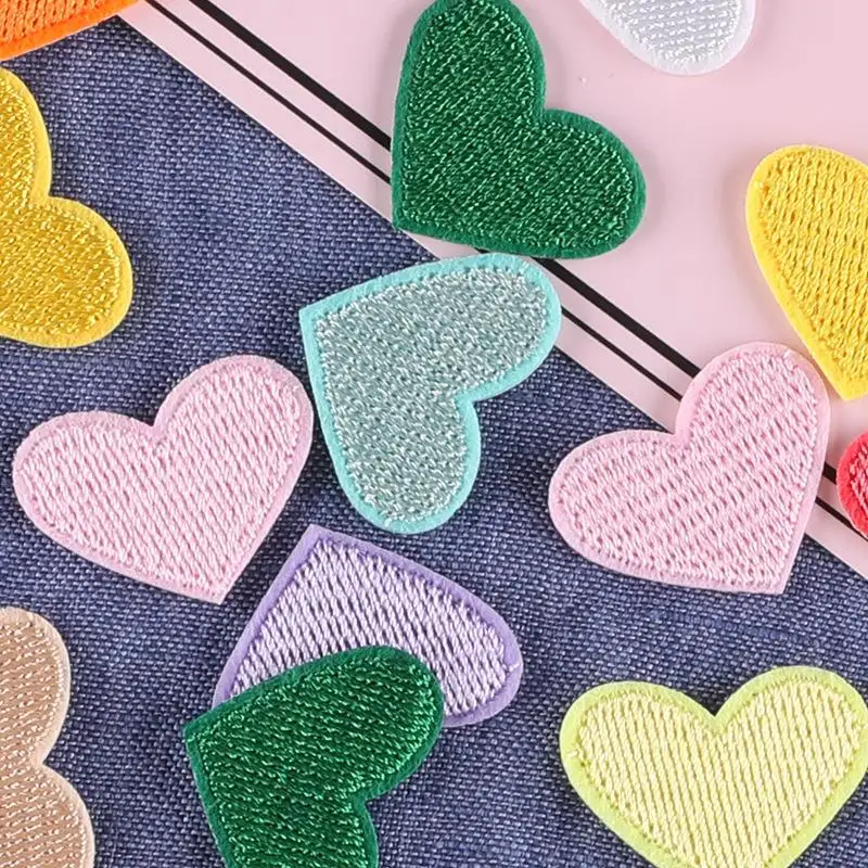 20pcs Small Fresh Mini Multicolor Heart Embroidery DIY Cloth sewing Clothes Bags Hats Clothing Bag Accessories Patches