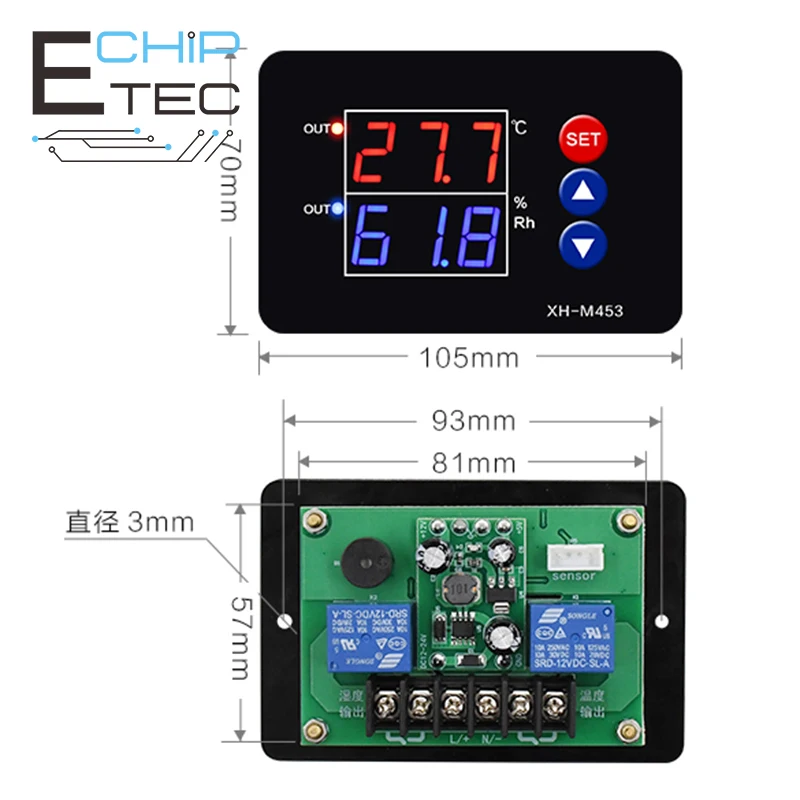 

XH-M453 digital temperature and humidity controller high precision thermometer humidification control switch