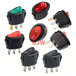 1PCS Round Rocker Switch LED illuminated Car Dashboard Dash Boat Van 2/3P NON-ON ON-OFF ON-OFF-ON 6A/250VAC