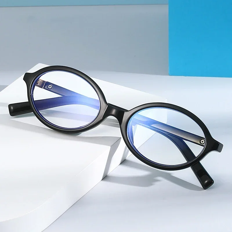 Korea Retro Oval Frame Glasses Women Lovely Anti Blue Light Plain Glasses Men Eyewear Finish Optical Spectacle Computer Eyewear