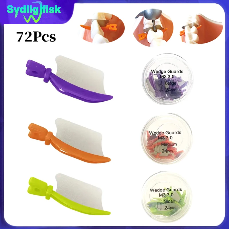 72Pcs Dental Prime Teeth Interproximal Plastic Wedge Knife With Protection Steel Matrix Dental Wedge Guards Dentistry Materials