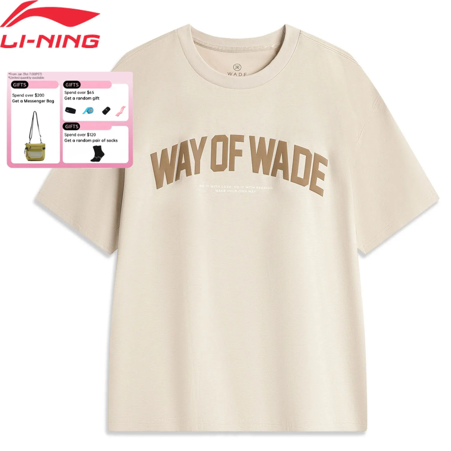 Li-Ning Men's Wade Series Sports T-Shirt AT DRY FREEZE Breathable Regular LiNing Short Sleeve Comfortable Leisure Tee AHSU173