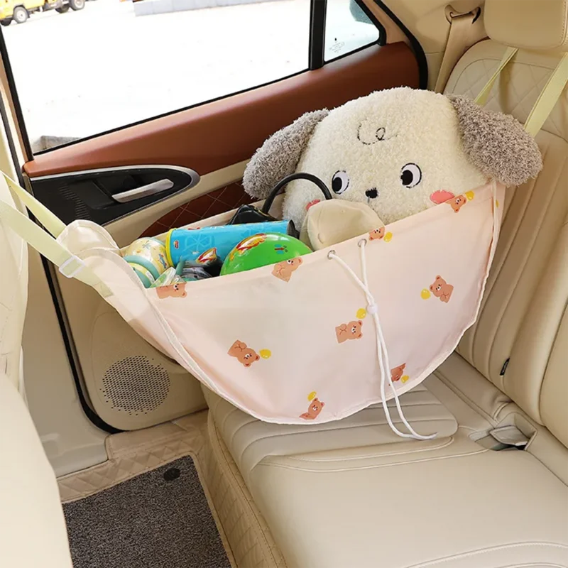 Car Back Seat Organizer Reusable Tote With Drawstrings Large Capacity Portable Reusable Heavy Duty Oxford Cloth Automotive Seat