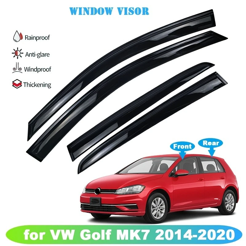 Set of 4 Window Visors for VW Golf MK7 from 2014 to 2020 - Sturdy Rain Guards And Sun Shields | Additions for Golf MK7 Window