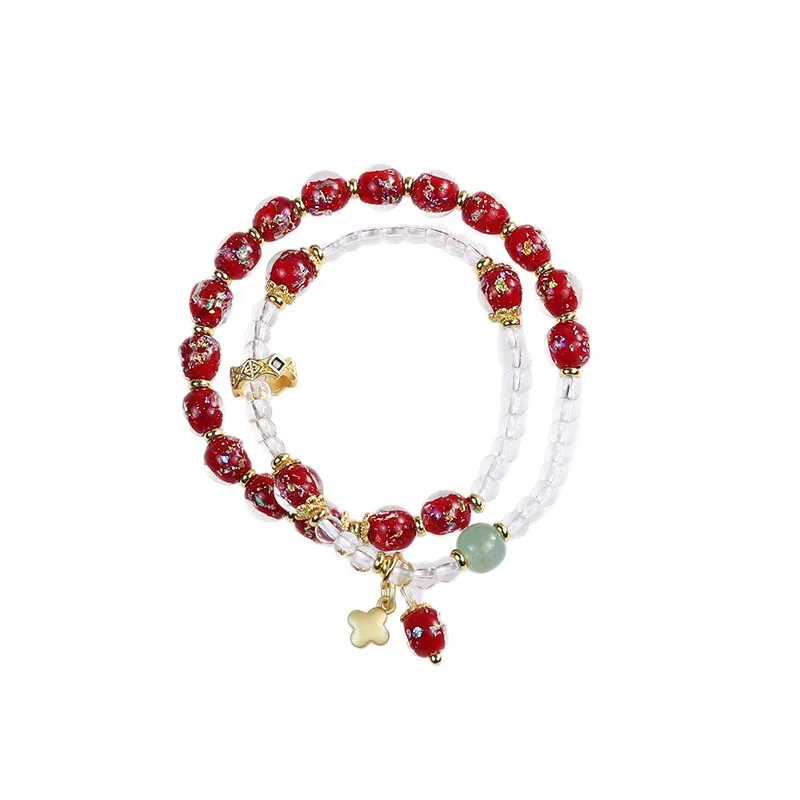 

Colorful Glaze Double Layer Crystal Bracelets for Women Exquisite Delicate Hand Jewelry for Best Friends Gifts