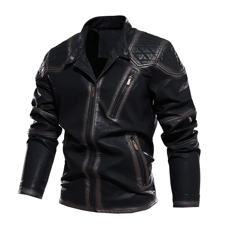 

Winter Jacket Men Brand Design Fleece Warm Motorcycle s Leisure Faux Fur Coat PU Leather Biker Man Outwear