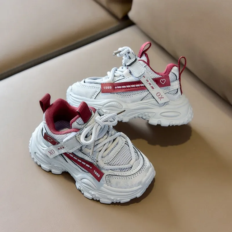 Spring 2026 Girls' Baby Versatile Casual Soft Soled Dad Shoes Kids Mesh Breathable Running Shoes Size 22-37