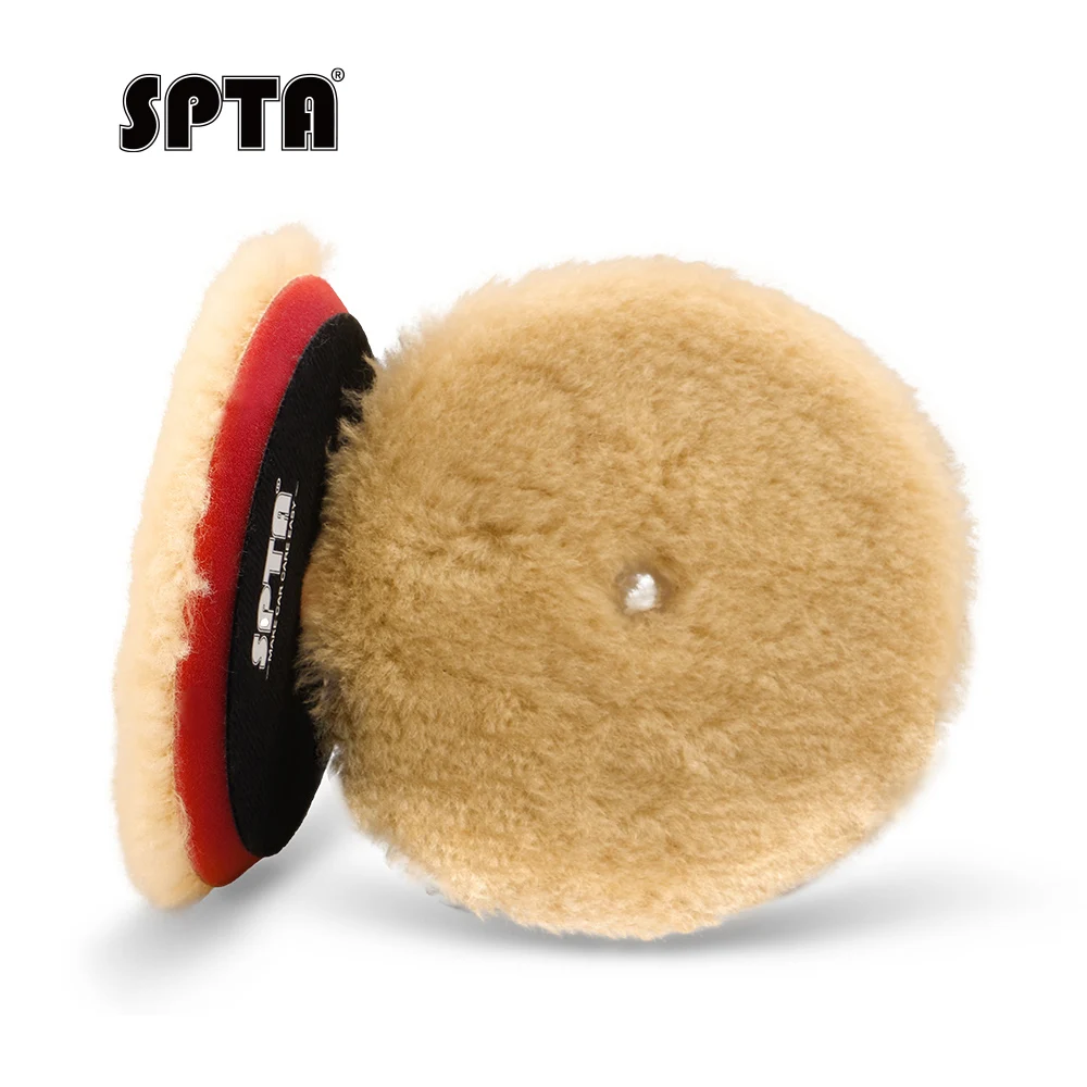 SPTA 1 Stück 3"(80mm)/5"(125mm)/6"(150mm) Hochdichte Lammwolle Polierkissen für Auto-Wachsen, Polieren und Finish