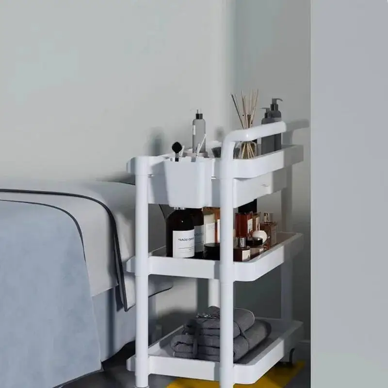 عربات تنظيم عربة صالون قابلة للطي تخدم الشعر التمديد ديكور الجمال الأثاث المهنية المنظم عجلات البلاستيك #3