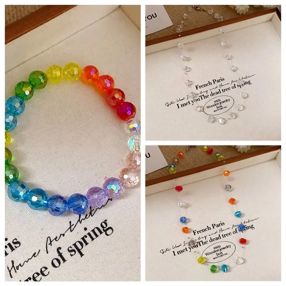 Collana di perle arcobaleno fresche Girocollo Corda a mano Collana colorata Gioielli Bracciale Collana da spiaggia Mare