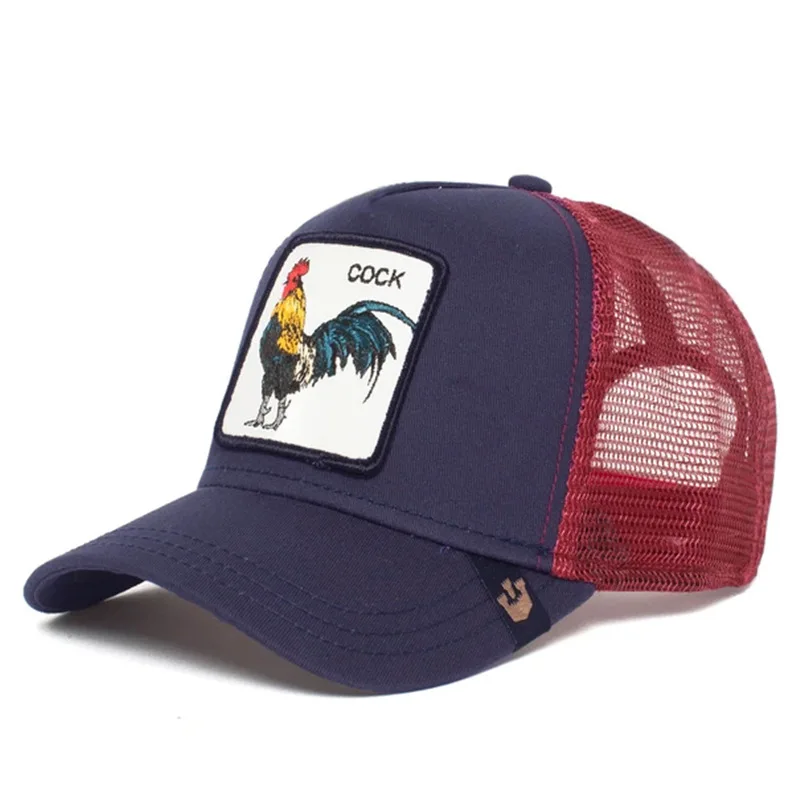 Animal embroidered baseball caps Cartoon mesh embroidered truck driver hats Men's hats suitable for outdoor trips fishing shade