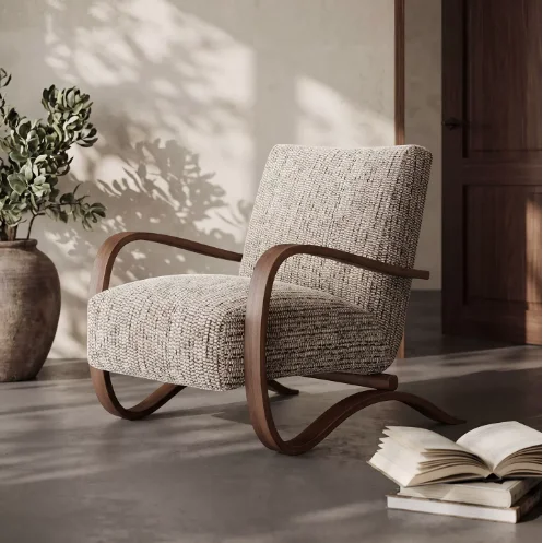 Comfortable Fabric Surface High Density Sponge Cushion Steel Frame Leisure Single Chair BTSC005 with Handsrest for Living Room