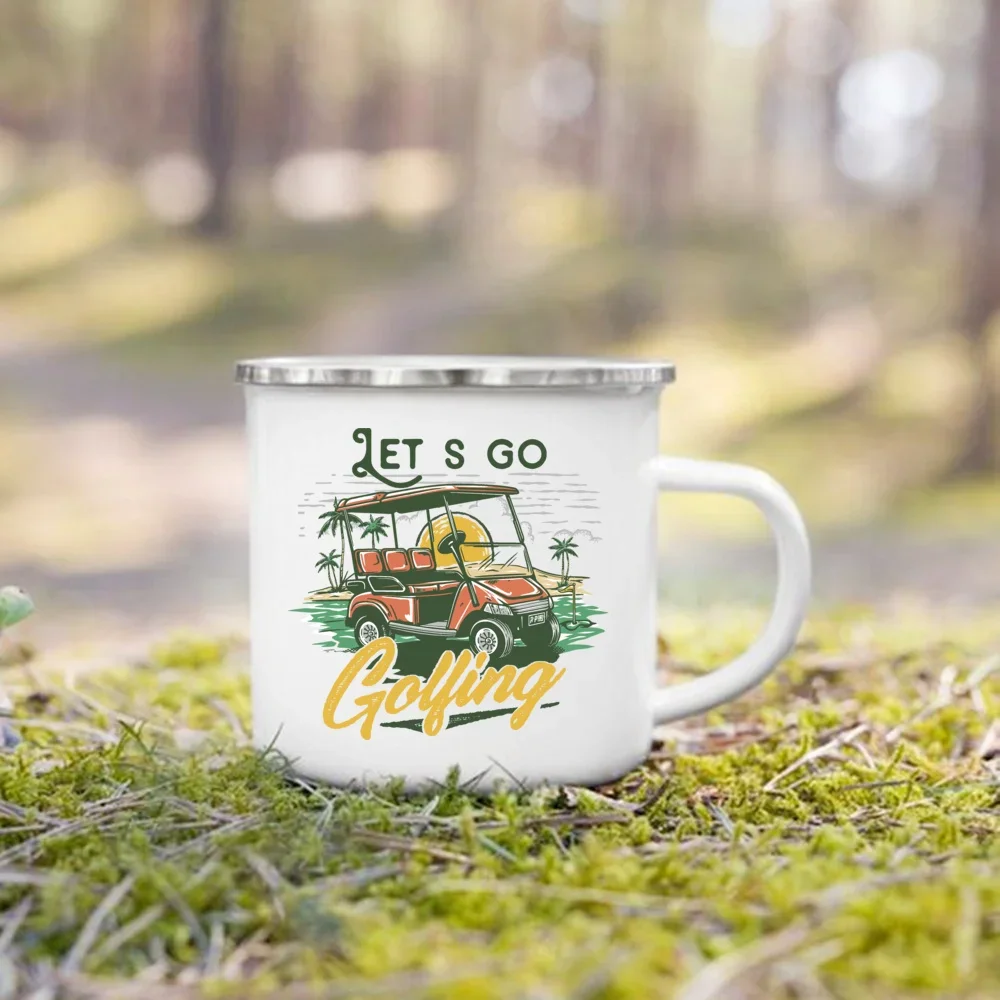 

California Plam Beach Printed Mug Camping Enamel Mugs Adventure Campfire Party Beer Cup Mountain Handle Cups Gifts for Camper
