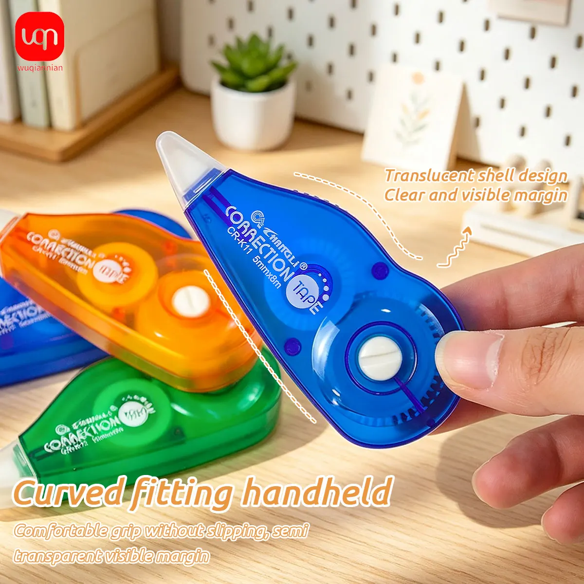 WQN Large-Capacity Correction Tape, 5mm Wide Smooth Coverage PET Tape, Transparent Casing, Correction Pen For School Stationery