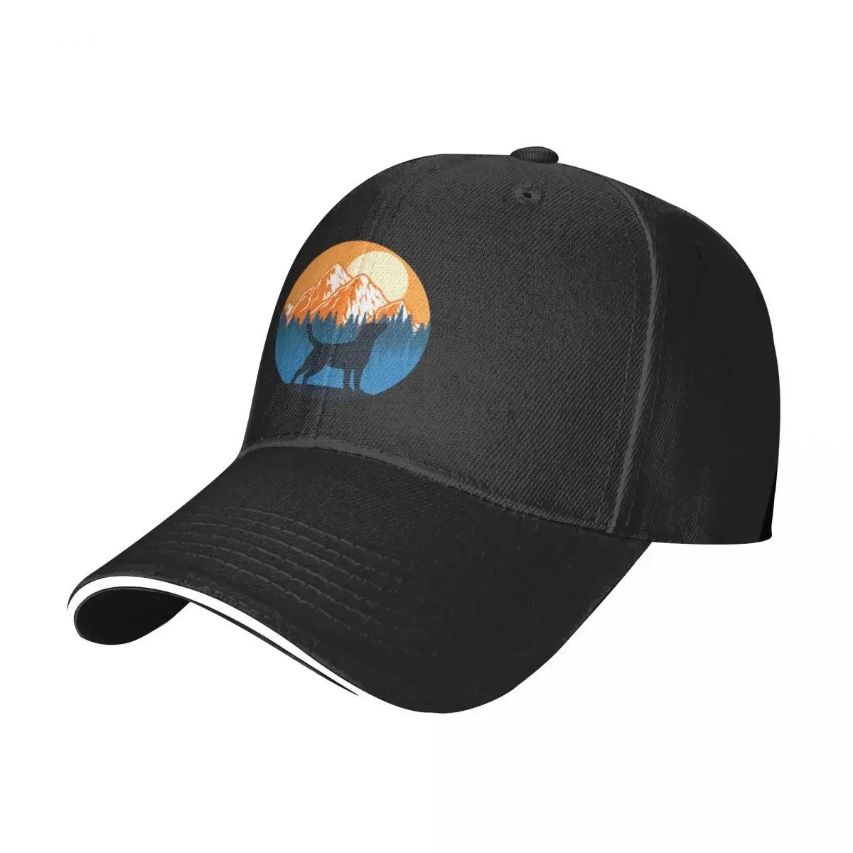 Labrador Dog Silhouette Sunset Mountain Forest labrador lover Baseball Cap Luxury Hat western Hat For Women Men's