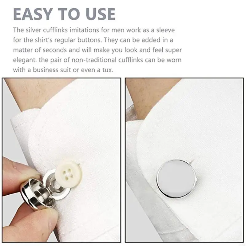 

1 Pair Brass Round Cuff Button Cover Cuff Links for Men's Wedding Formal Shirt W89F