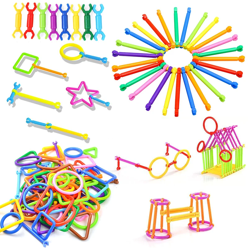 

120-240PCS/Pack Plastic Rod Random Mix Color Shape Smart Stick DIY Material Imagination Creativity Game Props Birthday Gifts ZYF