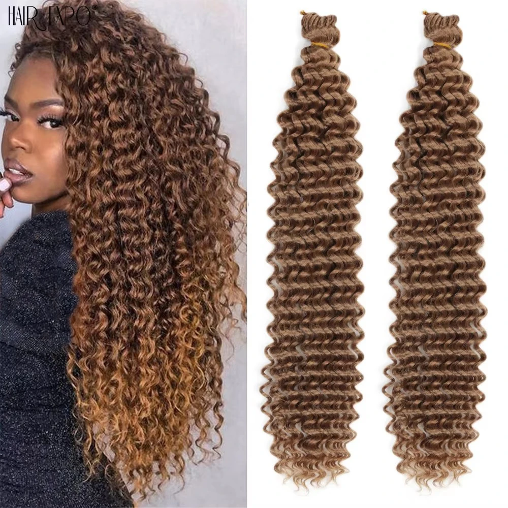 22 "ディープウェーブかぎ針編みヘア合成情熱ツイスト編みヘアエクステンションアフロカールウォーターウェーブディープツイスト三つ編みヘアオーシャンウェーブ