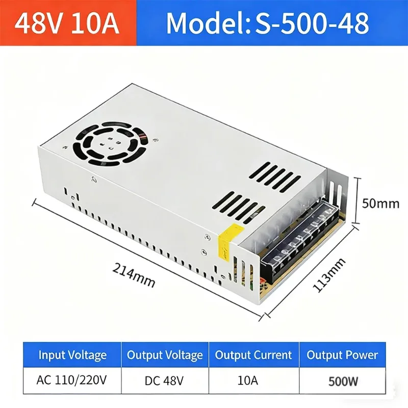 

Импульсный источник питания переменного тока 100-240 В постоянного тока 48 В 480 Вт 10 А адаптер для светодиодной ленты 3D-принтер для ультразвукового туманообразователя