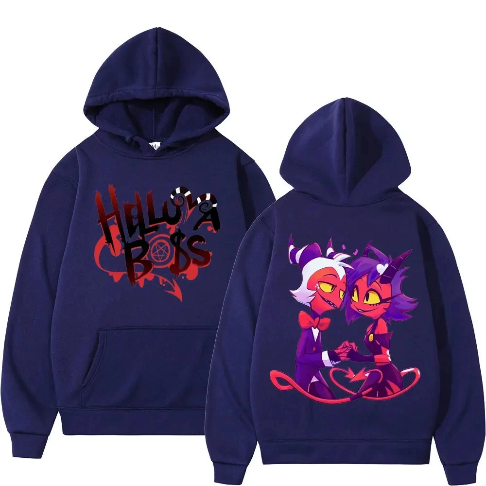 Sweatshirts Street Trend Casual Oversized PulloversAmerican Anime Helluva Boss Print Hoodie Men Women Fashion Cartoon Hooded