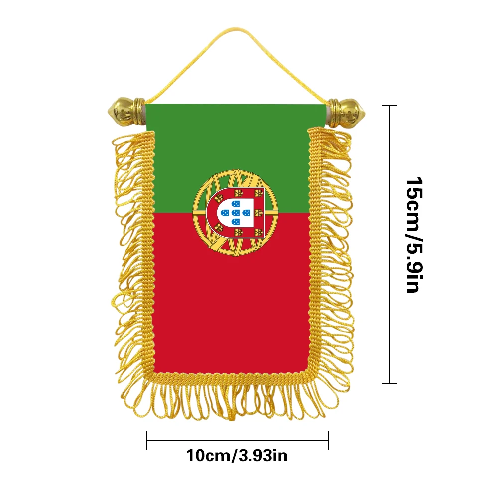 Portugal small hangicng flag 10x15cm triangular flag car decoration hanging flag double-sided pattern with suction cup