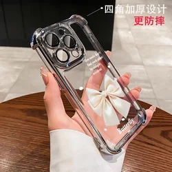 INS Simple White Bow Plating Case For Infinix Hot 40i 30 30i 10s 9 Play Smart 8 7 Note 40 Spark Go Shockproof Anti-Fall Cover