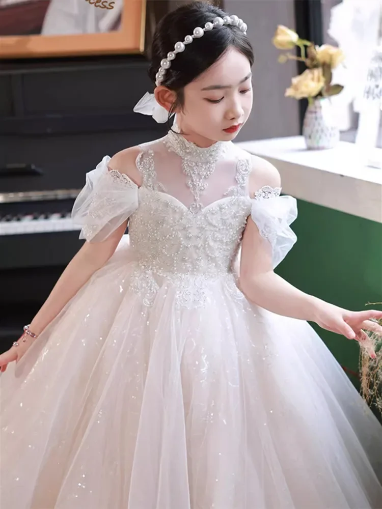Flower Girl Dress Children Elegant Bridesmaid Dresses For Wedding Party Formal Ball Gown Kids Long Evening Bridesmade Prom Dress