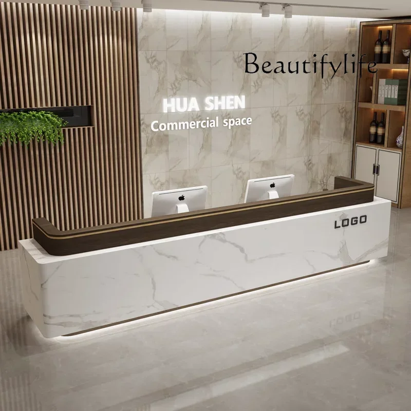 Company front desk reception hall bar simple beauty salon hotel consultation table cashier service desk