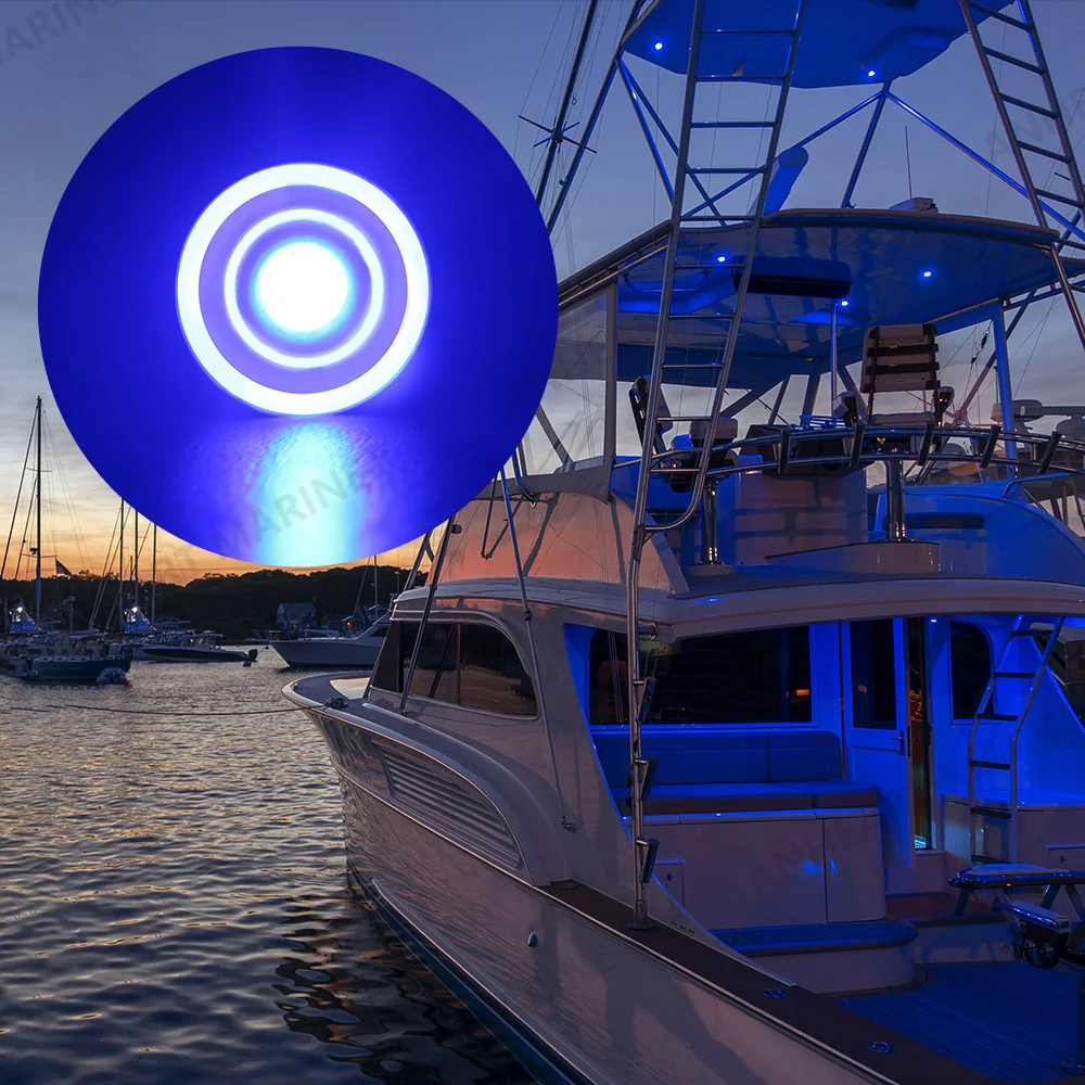 Boat Blue LED Livewell Light,Underwater Bait Tank Submersible Light,Marine Courtesy Light,Waterproof IP68, 12VDC