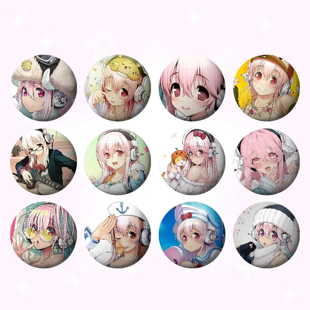 S-Super Sonico Badges Tinplate Soft Button Pin Brooch Metal Badge Custom Jewelry Accessories Hat Bag Lapel