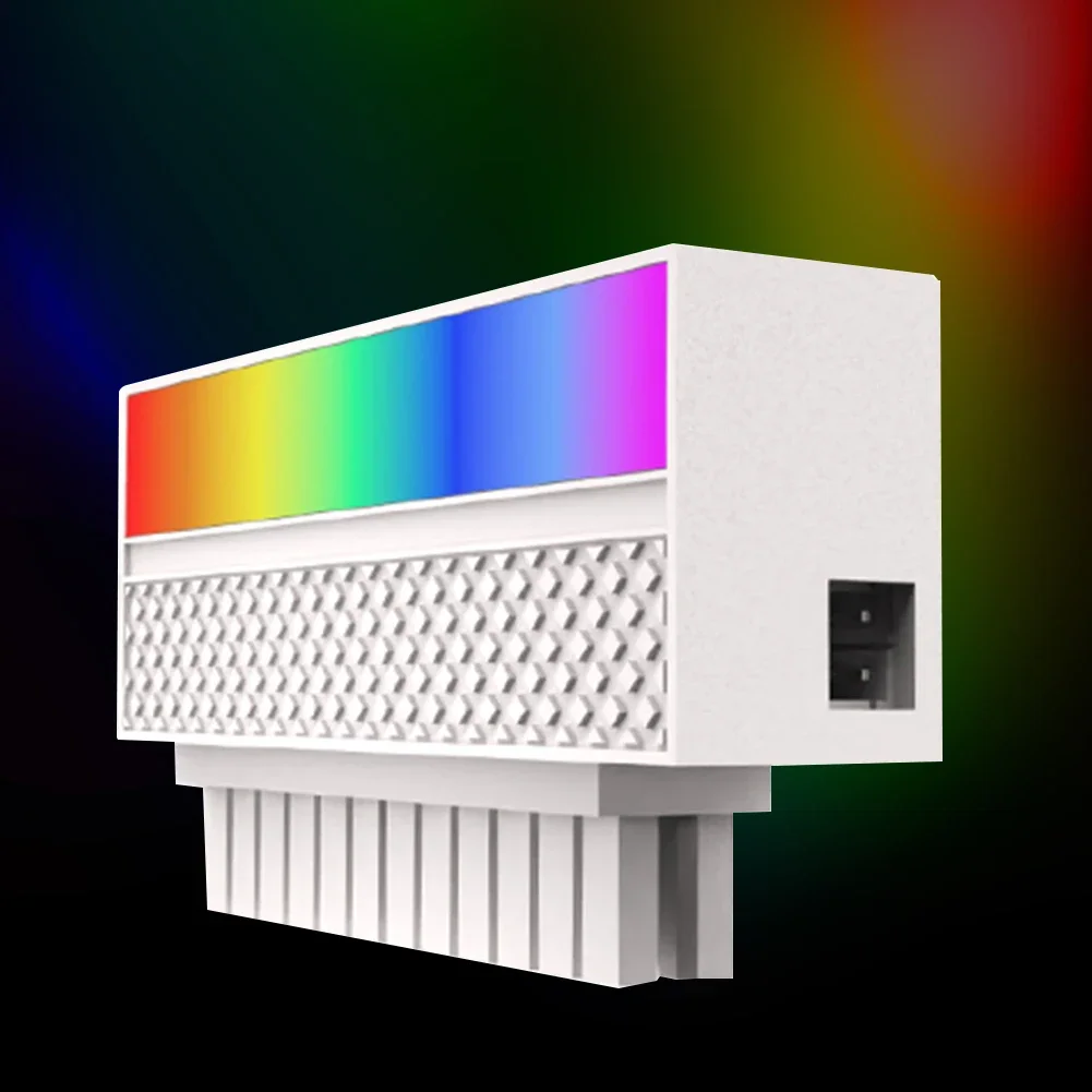 TEUCER Złącza kabla zasilającego 5V 3Pin ARGB Złącza zasilania płyty głównej ATX 24Pin do 90 stopni Aura Sync Części komputerowe